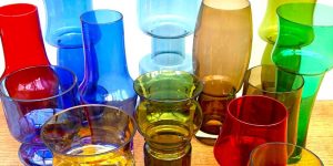 Colored vases Riihimäki glass 1980